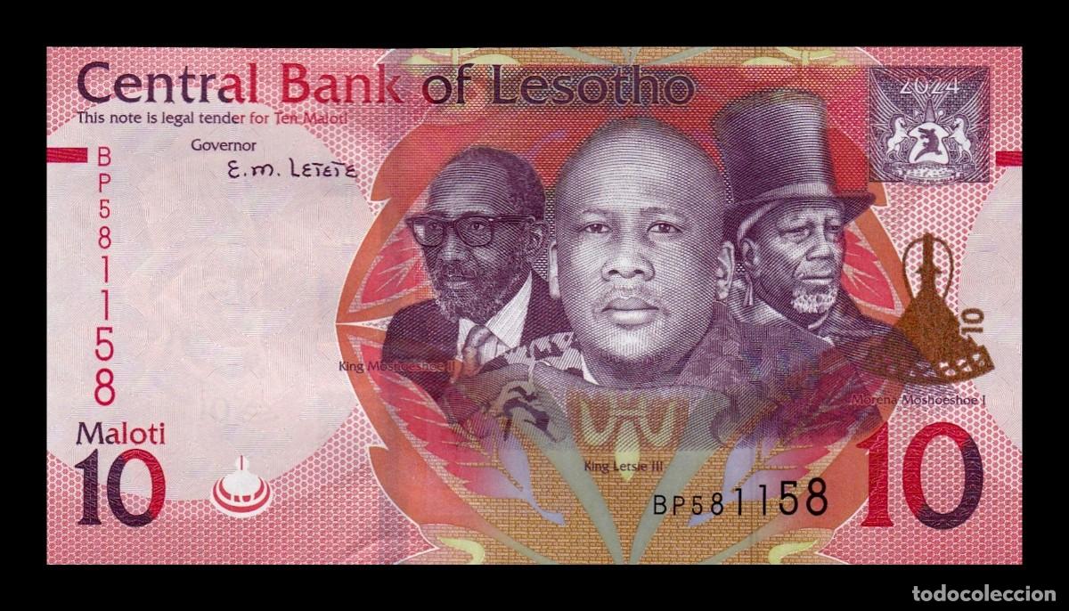 Billetes extranjeros: Lesoto 10 Maloti 2024 Pick 26b Sc Unc