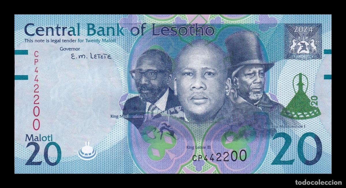 Billetes extranjeros: Lesoto 20 Maloti 2024 Pick 27b Sc Unc