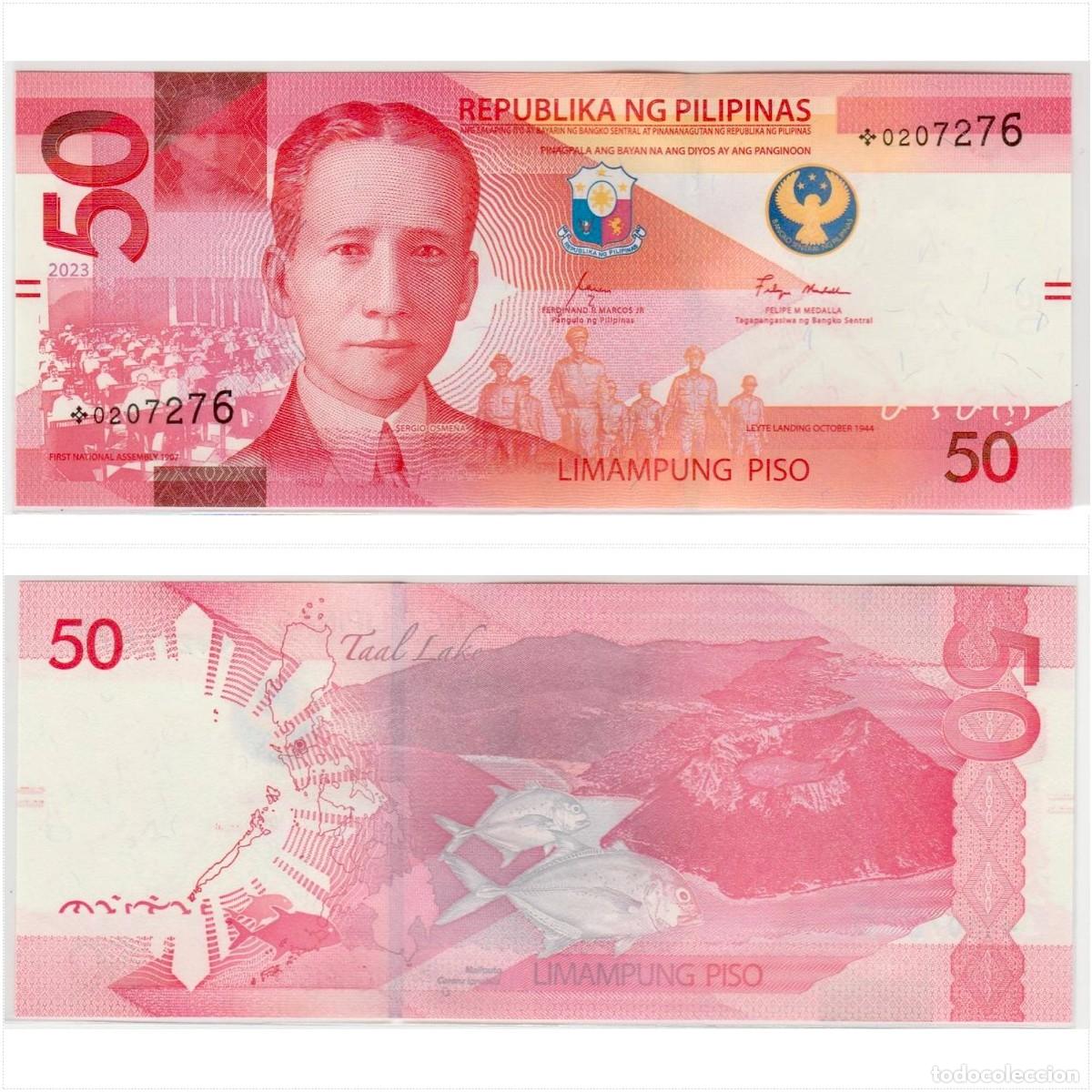 Billetes extranjeros: Filipinas 50 Pesos 2023 Reemplazo n/s *0207276 Sin Circular (ver foto)