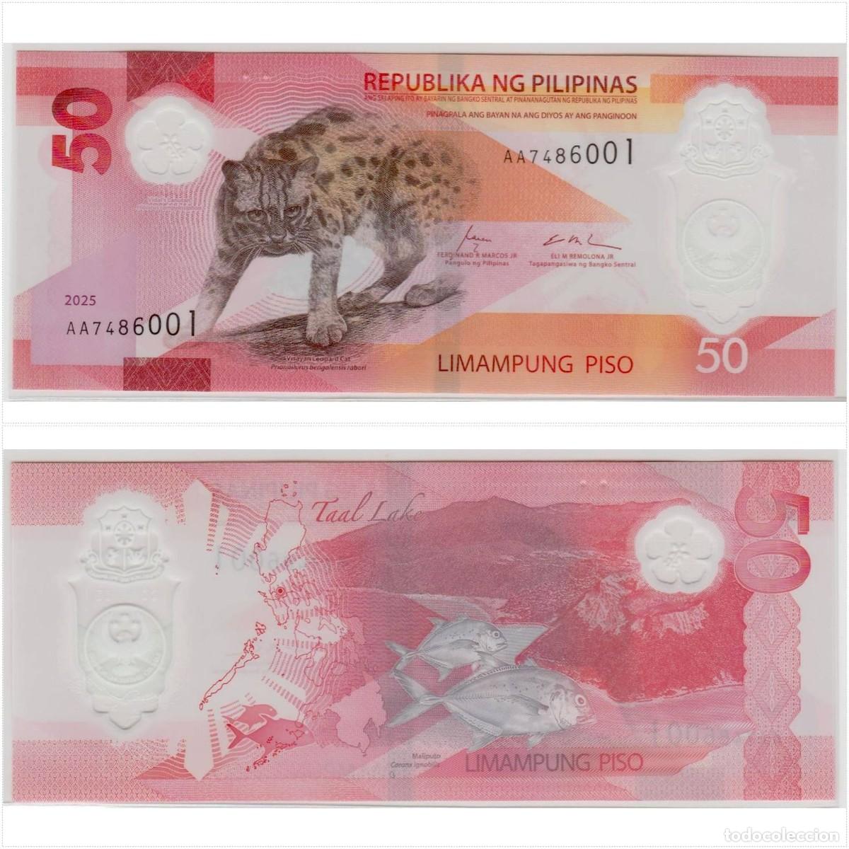 Billetes extranjeros: Filipinas 50 Pesos 2025 n/s AA74886001 Pol&iacute;mero Sin Circular (ver foto)