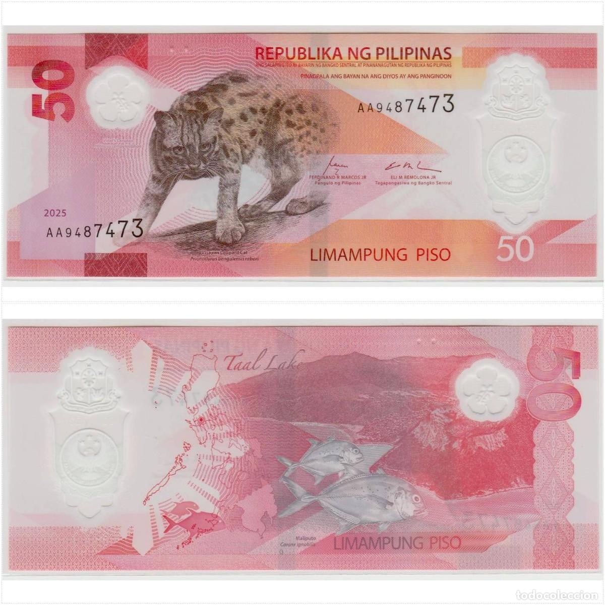 Billetes extranjeros: Filipinas 50 Pesos 2025 n/s AA9487473 Pol&iacute;mero Sin Circular (ver foto)