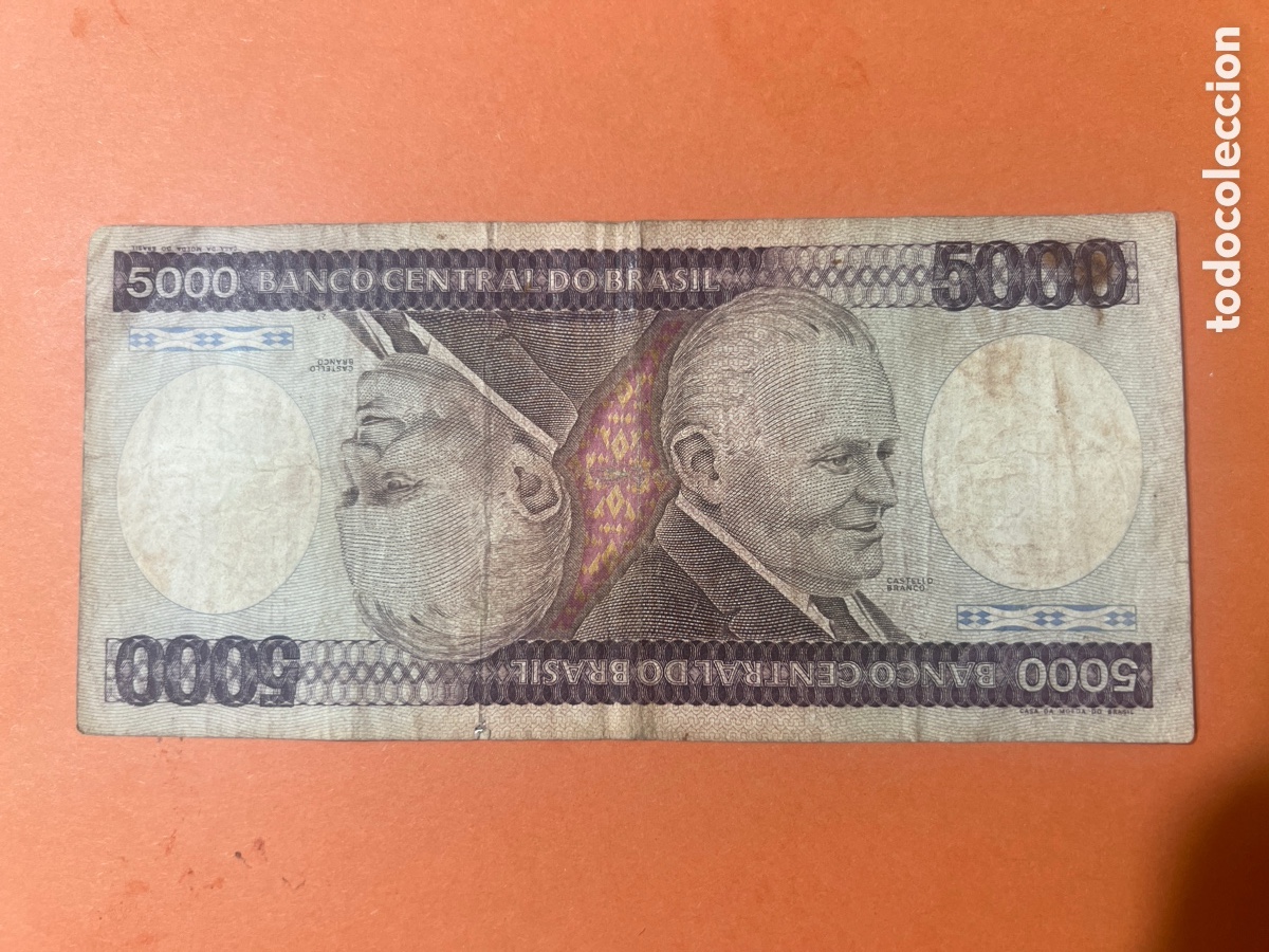 Billetes extranjeros: 178B. BRASIL - 5000 CRUZEIROS - 1984 - CASTELLO BRANCO