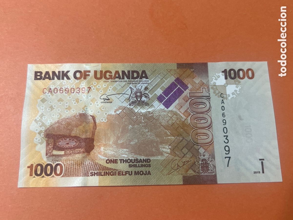 Billets internationaux: 182B. Billete Uganda 1000 Shillings del 2015