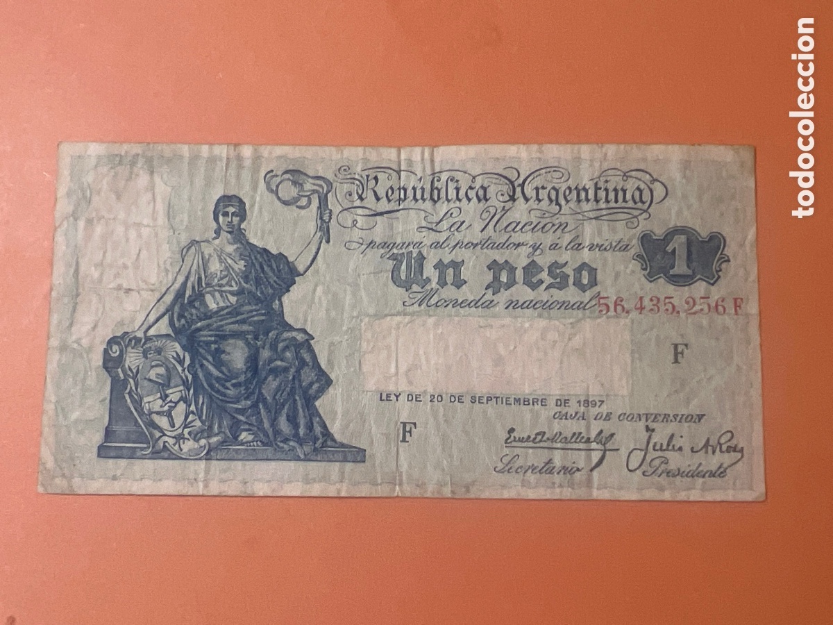 Billetes extranjeros: 181B. BILLETE - UN PESO - BANCO CENTRAL DE LA REP&Uacute;BLICA ARGENTINA