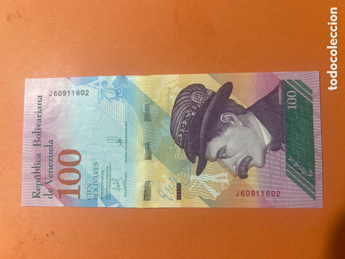 Billets internationaux: 185B. VENEZUELA. 100 bolivares 18.05. 2018. S/C. Fauna. Mono.