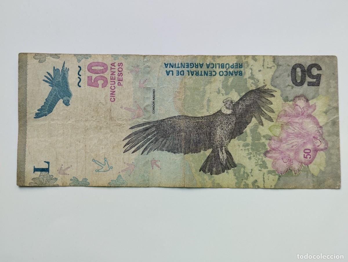 Internationale Banknoten: BILLETE 50 PESOS ARGENTINA FAUNA AVE CONDOR - REVERSO ACONCAGUA