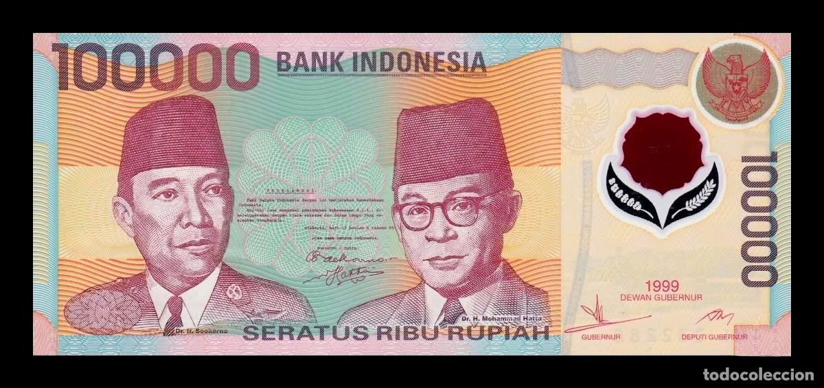 Billetes extranjeros: Indonesia 100000 Rupias 1999 Pick 140 Pol&iacute;mero Sc Unc