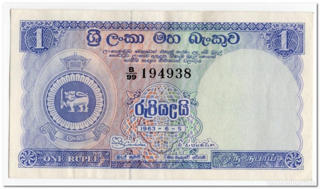 Billetes extranjeros: CEYLON,SRI LANKA 1 RUPEE,1963,P.56e,XF