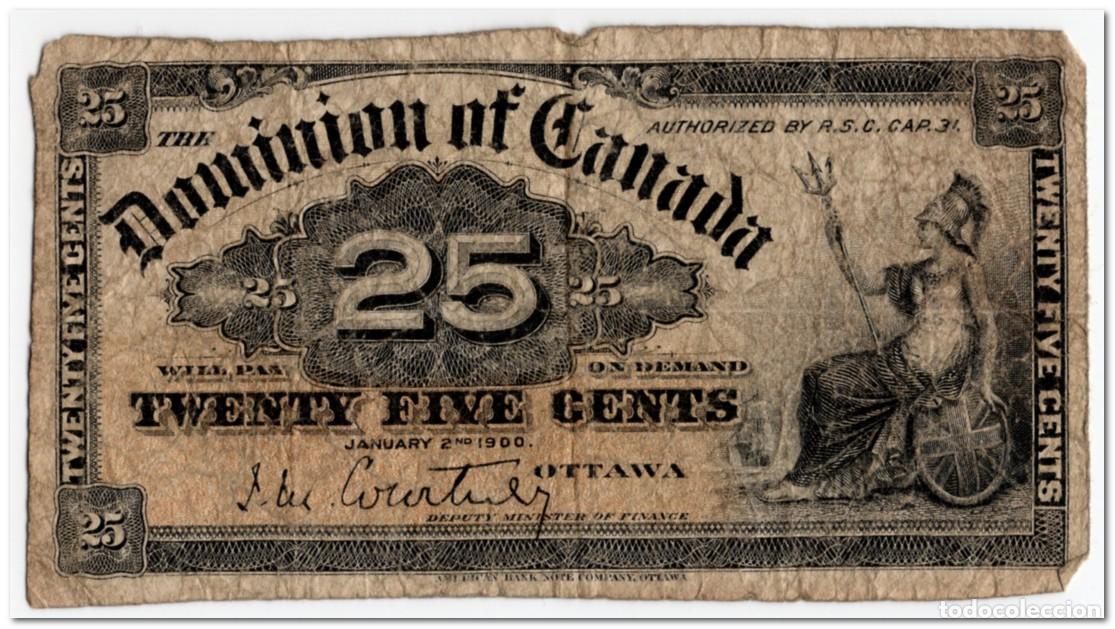 Billetes extranjeros: CANADA,25 CENTS,1900,P.9a,CIRULATED