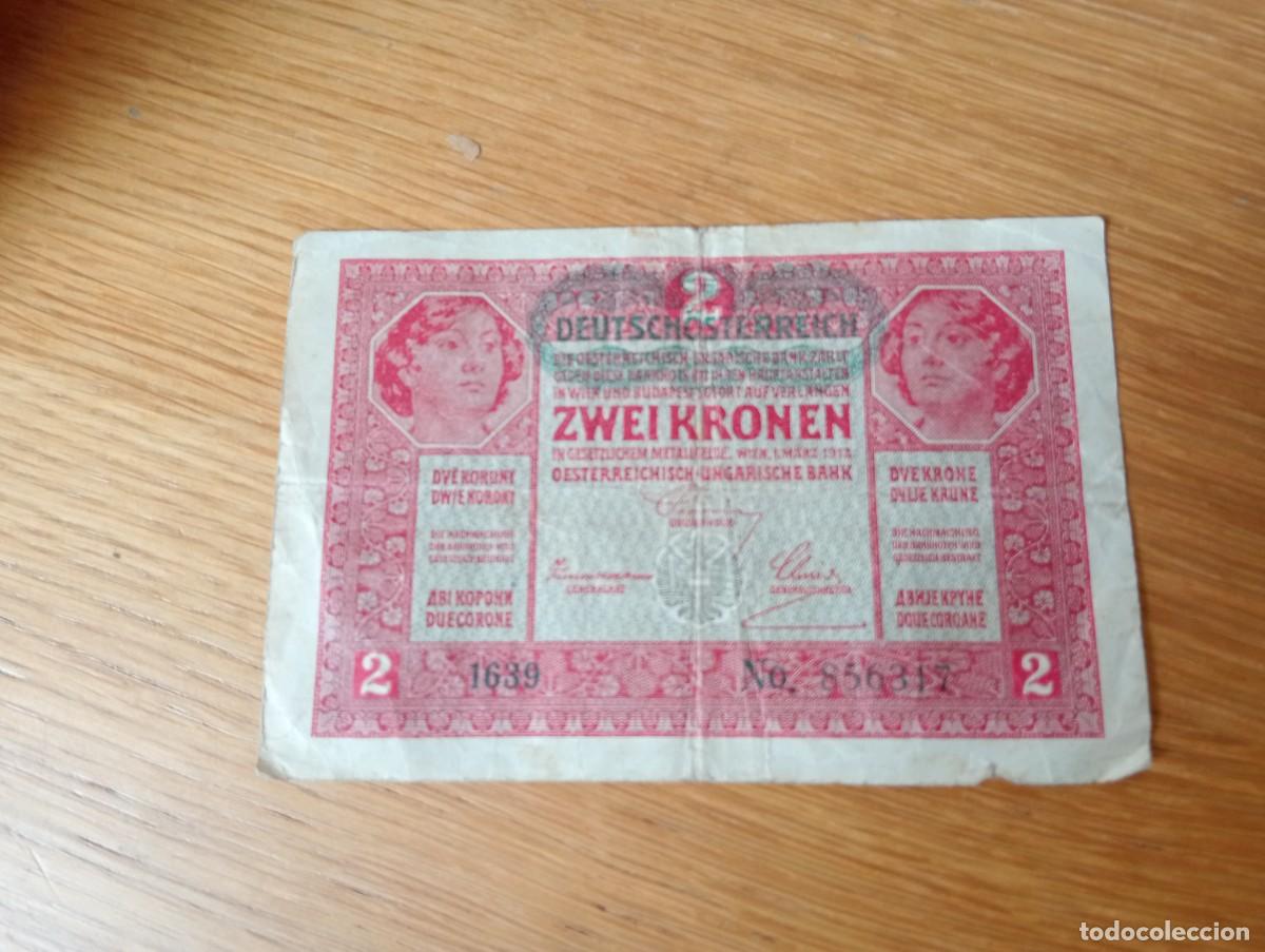 Notas Internacionais: BILLETE DE AUSTRIA. 2 CORONAS. N.&ordm; SERIE: 856317. A&Ntilde;O 1917. PICK 21. CIRCULADO. VER FOTOS.