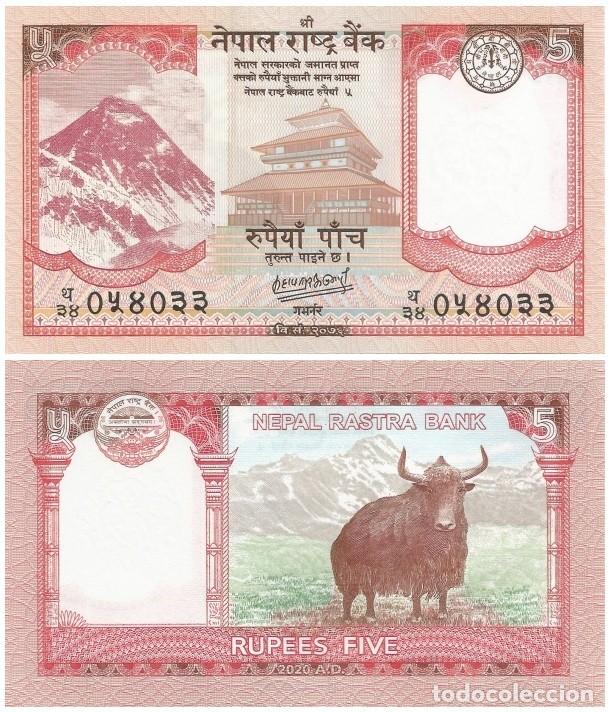 Billets internationaux: Billete Nepal 5 rupias rupees 2020 UNC S/C Asia Pick 76b