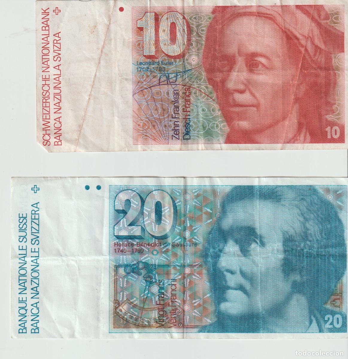 Billetes extranjeros: dos billetes de Europa: Suiza