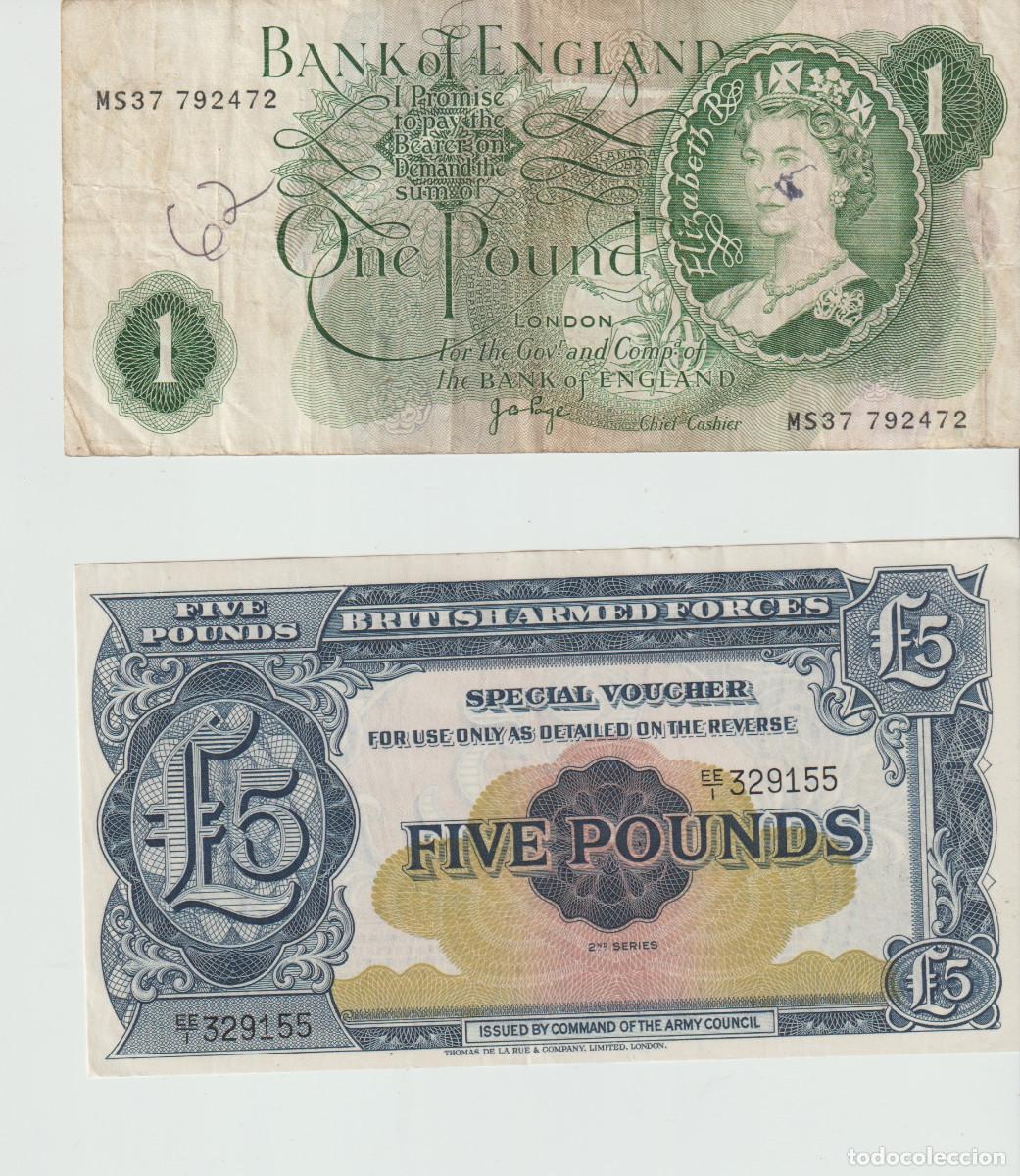 Billetes extranjeros: dos billetes de Europa: Gran Breta&ntilde;a