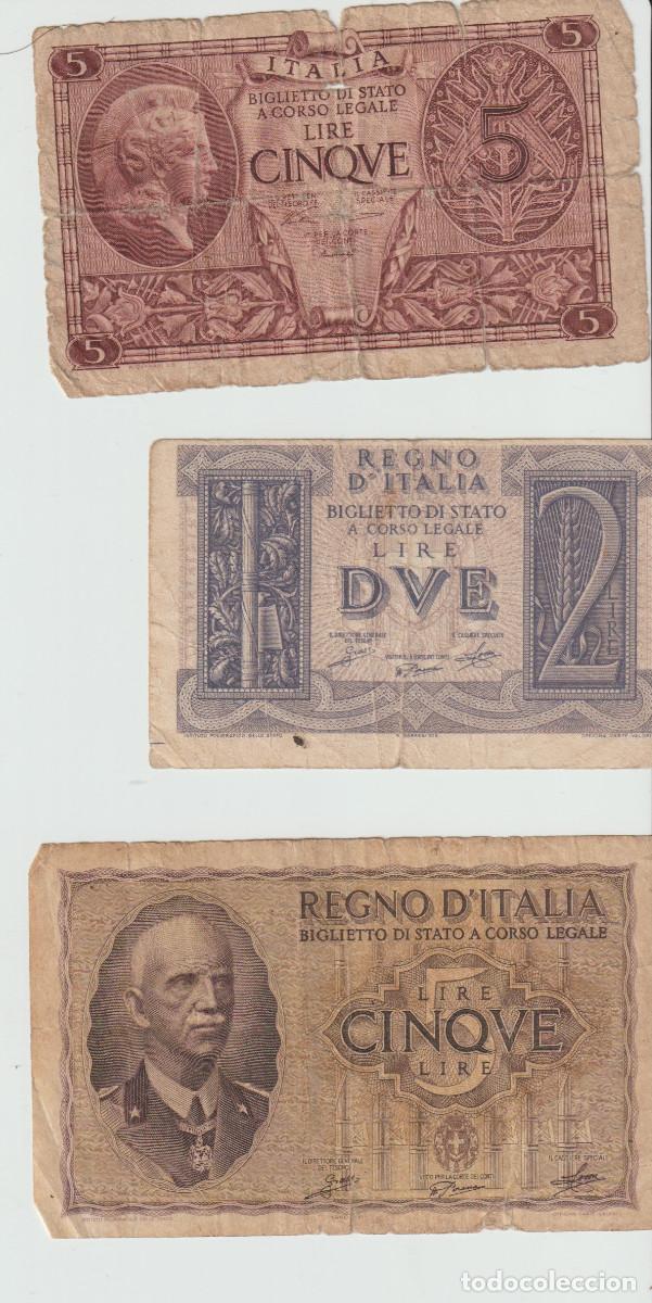 Billetes extranjeros: tres billetes de Europa: Reino de Italia