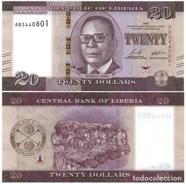Billetes extranjeros: Billete Liberia 20 Dolares Dollars 2022 UNC S/C Africa Pick 37a