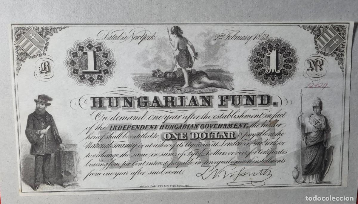 Billetes extranjeros: HUNGARIAN FUND USA SIN CIRCULAR SC- | SOLO ACEPTO PAYPAL| BILLETE 1 DOLAR 1852 LEER DESCRIPCION