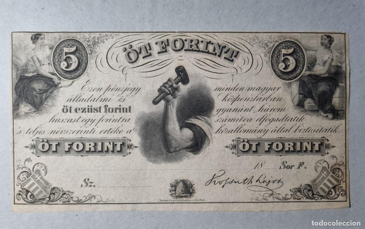 Billetes extranjeros: HUNGARIAN FUND USA SIN CIRCULAR SC- | SOLO ACEPTO PAYPAL| BILLETE 5 FORINT 1852 LEER DESCRIPCION