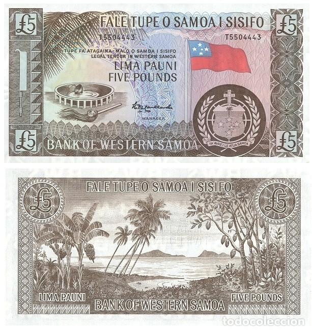 International Banknotes: Billete Samoa 5 Libras pounds 2020 UNC S/C Ocean&iacute;a Pick 15cs