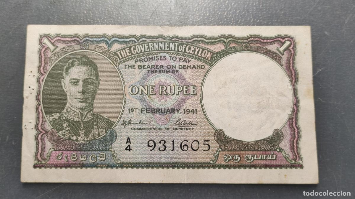 International Banknotes: CEYLON CEILAN 1 RUPEE 01/02/1941 P-30 MBC/MBC+