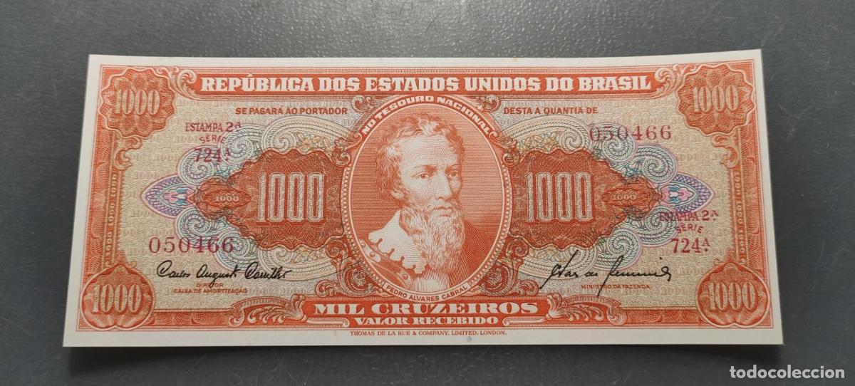Billetes extranjeros: BRASIL BRAZIL 1000 CRUZEIROS 1963 P-181 SC UNC