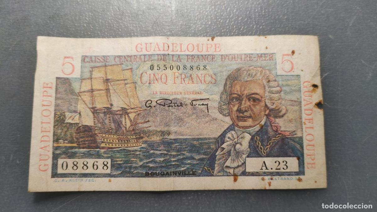 Billetes extranjeros: GUADALUPE GUADELOUPE 5 FRANCS 1947-1949 P-31 BC+/MBC