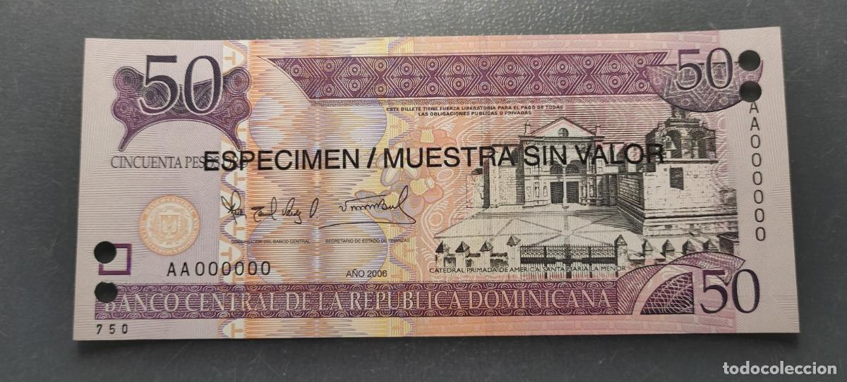 Billetes extranjeros: REPUBLICA DOMINICANA DOMINICAN REPUBLIC 50 PESOS 2006 P-170 &rdquo;SPECIMEN&rdquo;
