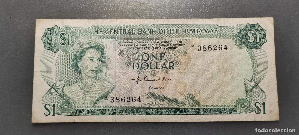 Billetes extranjeros: BAHAMAS 1 DOLLAR 1974 P-35 BC+