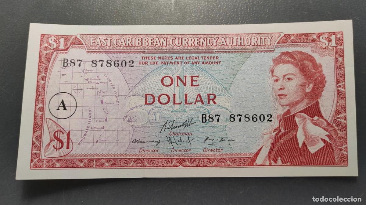 Billetes extranjeros: EAST CARIBBEAN STATES 1 DOLLAR 1965 (ANTIGUA) P-13h SC UNC