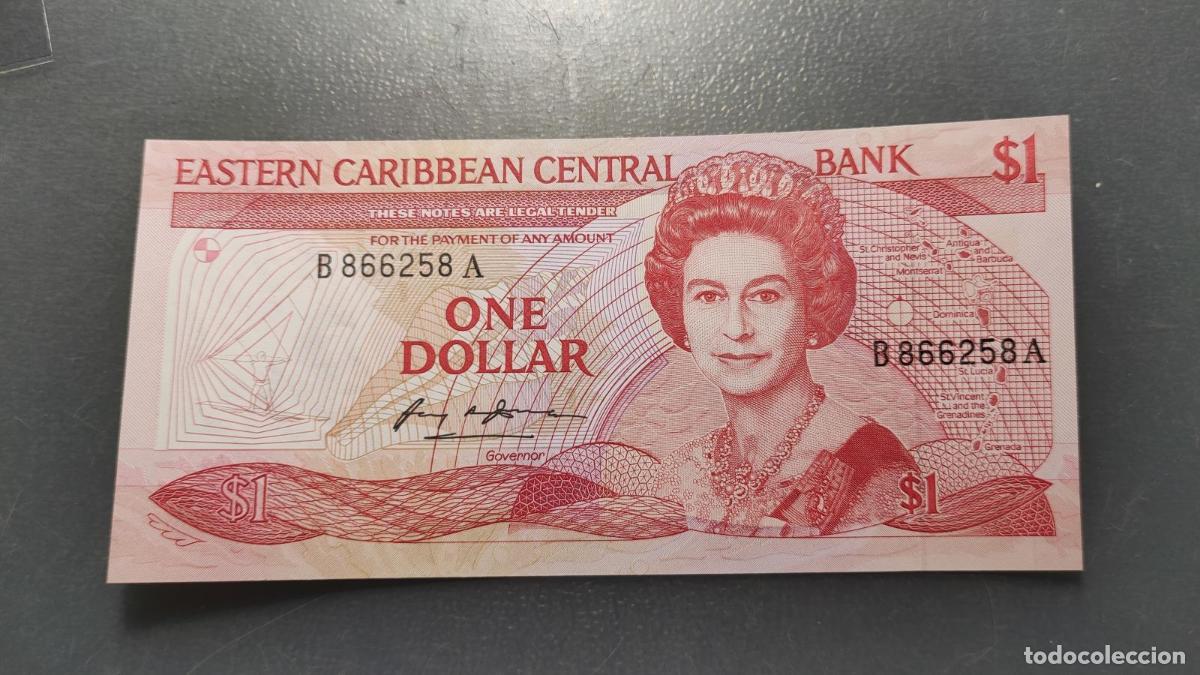 Billetes extranjeros: EAST CARIBBEAN STATES 1 DOLLAR 1985-88 ANGUILLA NOT NAMED P-17a ANTIGUA SC UNC