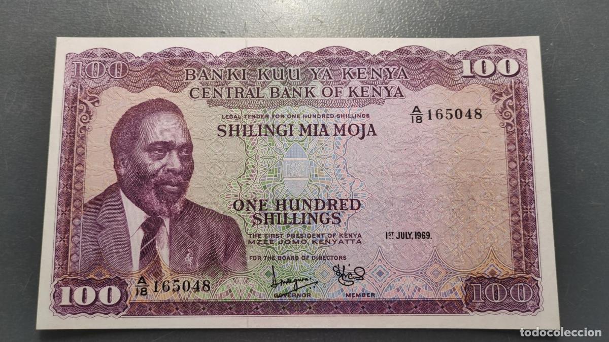 Billetes extranjeros: KENIA KENYA 100 SHILINGI 100 SKILLINGS 01/07/1969 P-10a EBC DOBLADO-LAVADO