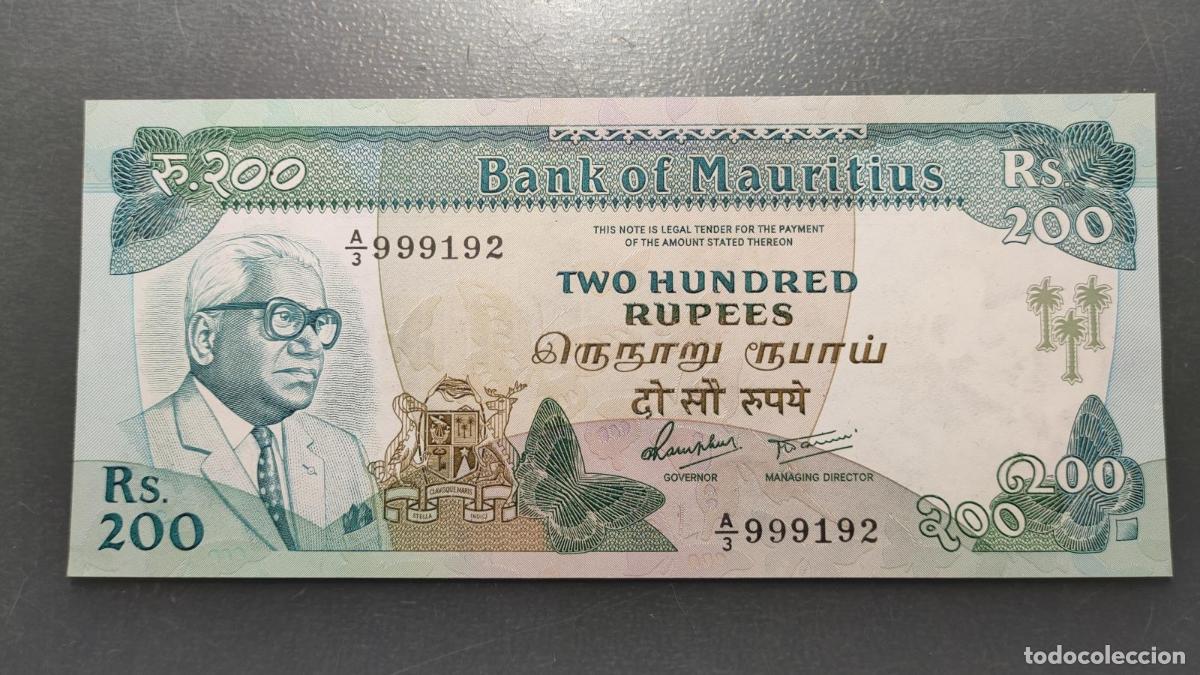 Billetes extranjeros: MAURITIUS MAURICIO 200 RUPEES 1985 P-39 SC UNC