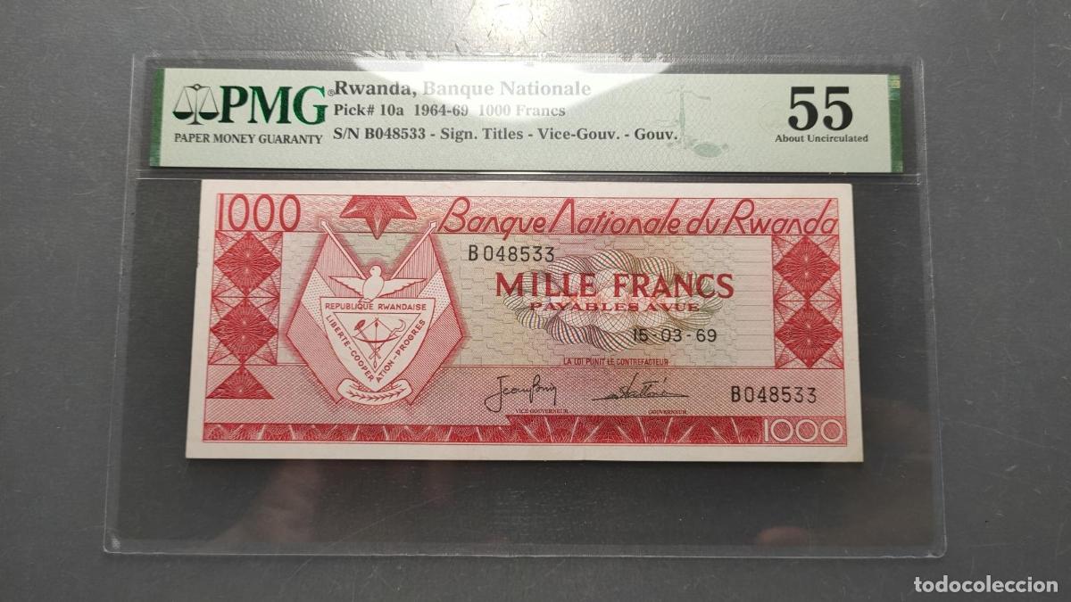 Billetes extranjeros: RUANDA RWANDA 1000 FRANCS 1964-1969 P-10a 55 AU SS