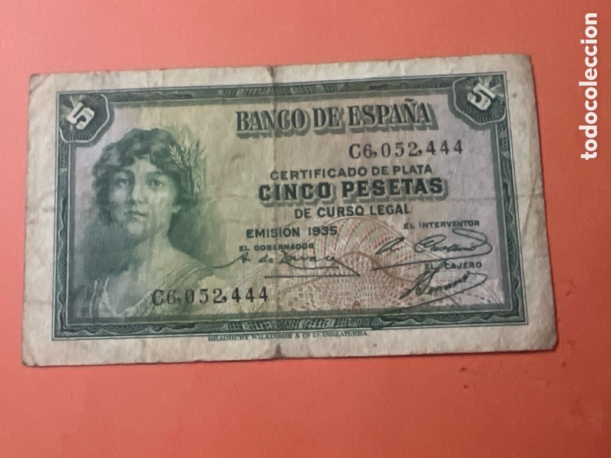 Billetes extranjeros: V33. Billete 5 Pesetas a&ntilde;o 1935