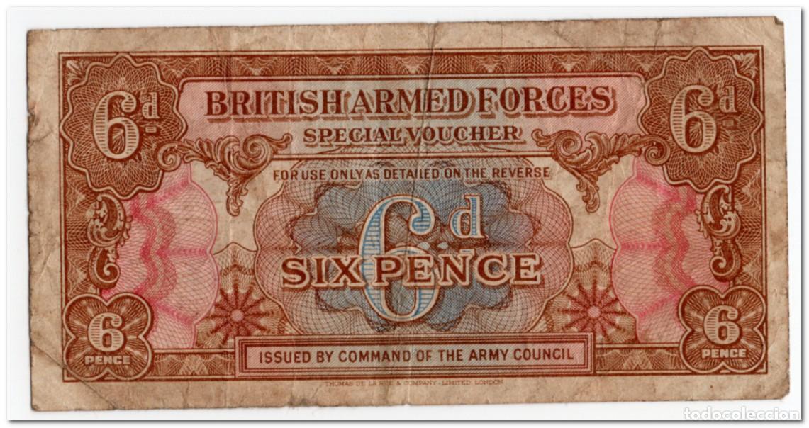 Billetes extranjeros: GREAT BRITAIN,BRITISH ARMED FORCES,6 PENCE,1946,P.M10,FINE