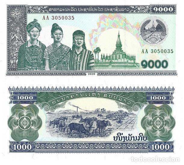 Billetes extranjeros: Billete Laos 1000 Kip 2020 UNC Asia Pick 32a