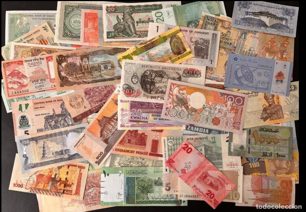 Billetes extranjeros: Lote 50 Billetes Mundiales. Todos UNC. Sin repetir. Varias fechas