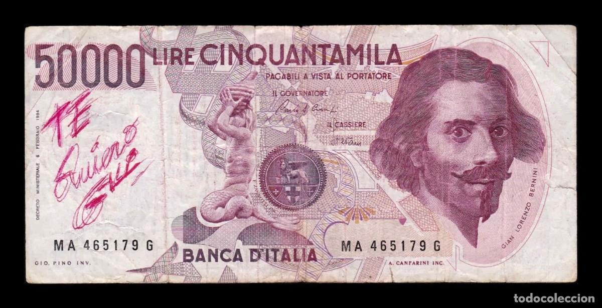 Billetes extranjeros: Italia Italy 50000 Lire Gian Lorenzo Bernini 1984 Pick 113a Bc F