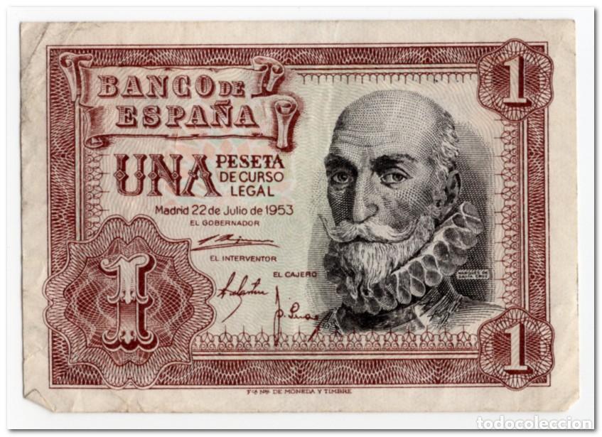Billetes extranjeros: SPAIN,1 PESETA,1953,P.144,VF