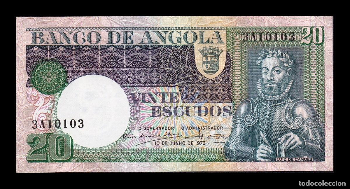 Notas Internacionais: Angola 20 Escudos Luiz de Cam&otilde;es 1973 Pick 104 Sc Unc