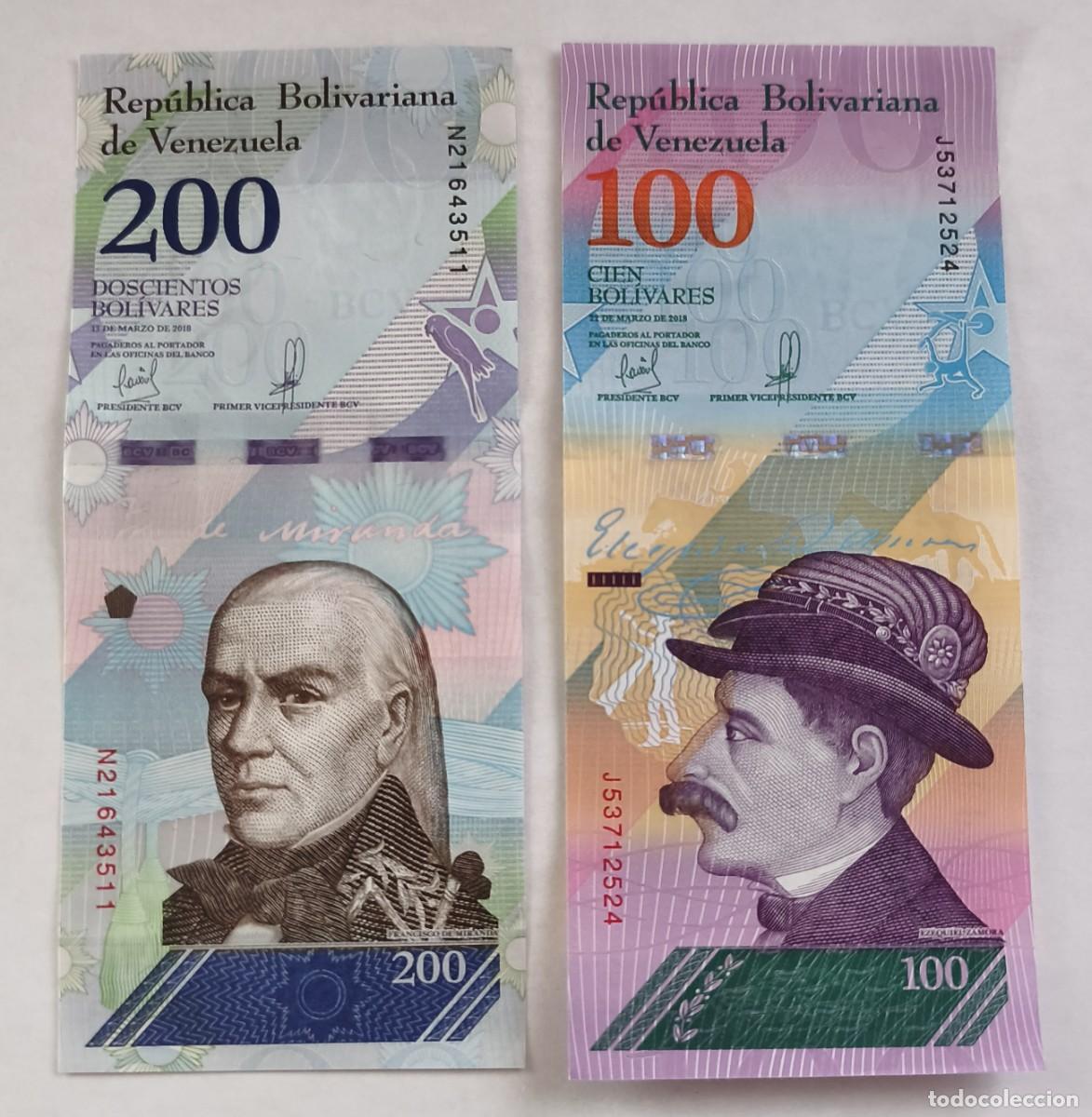 Billetes extranjeros: Set 2 x Billetes Venezuela 100/200 Bol&iacute;vares 2018 UNC America Pick 106b/107b