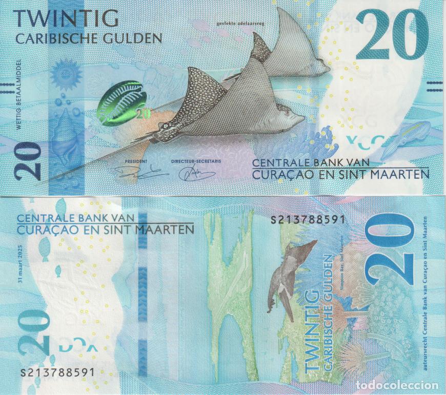 Billetes extranjeros: Curasau 20 caribische gulden del 2025 Pick W 2 SC/UNC