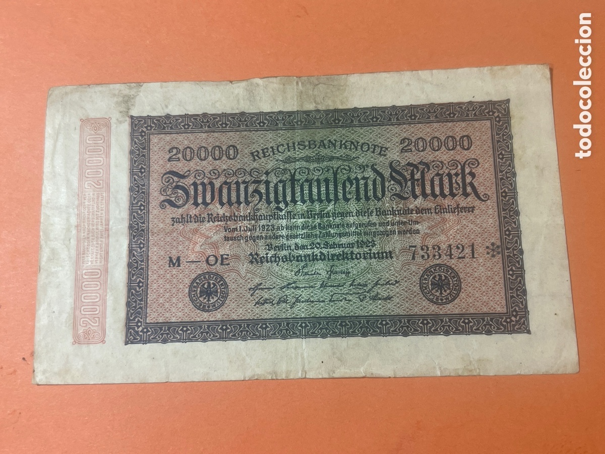 Billetes extranjeros: 198B. BILLETE - ALEMANIA (Rep. Weimar). 20000 Mark 20.3. 1923.