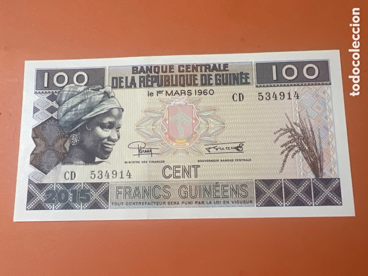 Billetes extranjeros: B206. Billete Guinea 100 Francos 2015