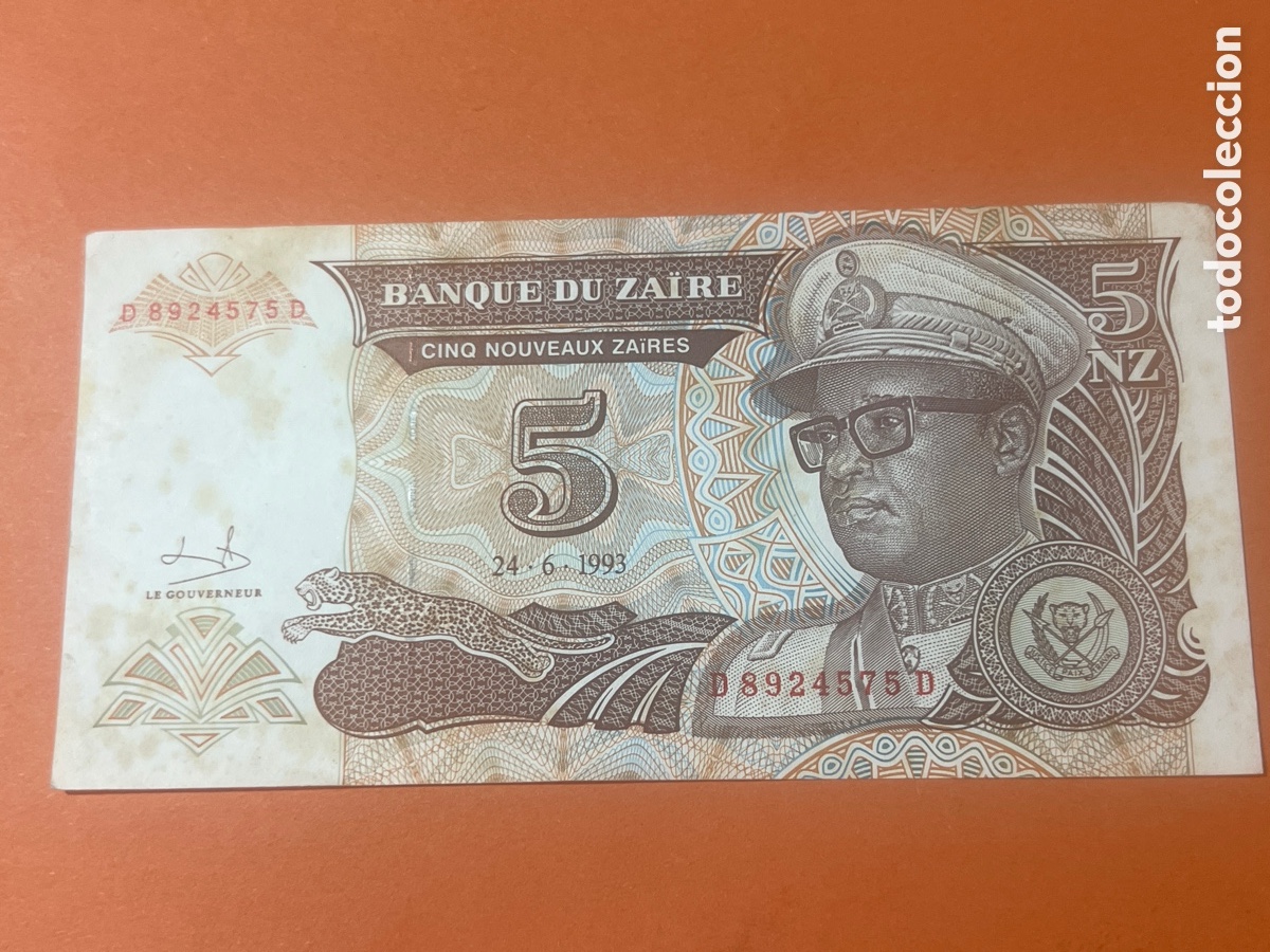 Billetes extranjeros: B217. BILLETE - ZAIRE. 5 makuta - 1993