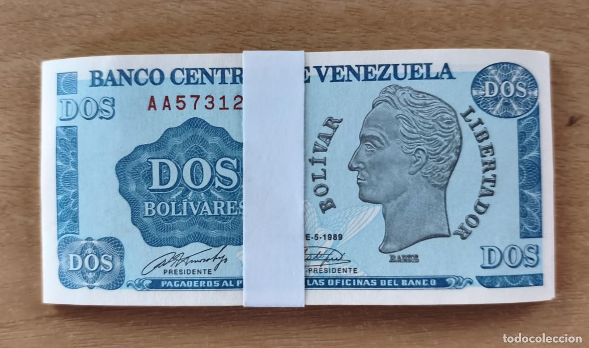 Billetes extranjeros: Lote Taco Set 25 Billetes Venezuela 2 Bol&iacute;vares UNC 1989 Pick 69