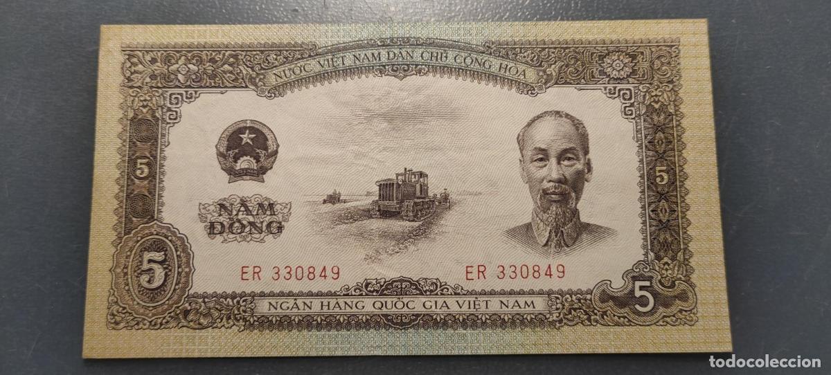 Billetes extranjeros: VIETNAM 5 DONG 1958 P-73a MBC+