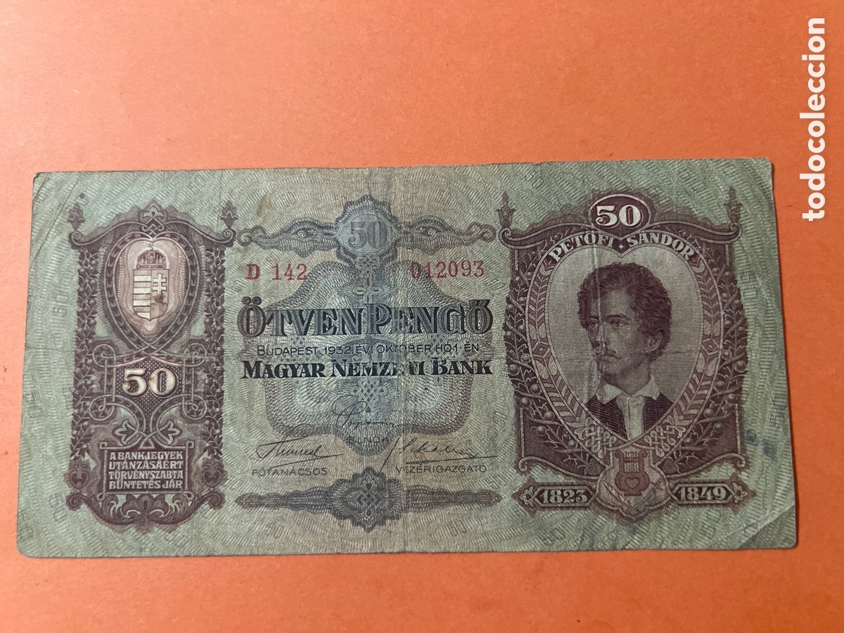 Billetes extranjeros: B233. BILLETE - HUNGRIA. 50 pengo 1932