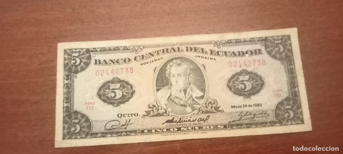 Billetes extranjeros: ECUADOR 5 PESOS 24 MAYO 1980 P113 F