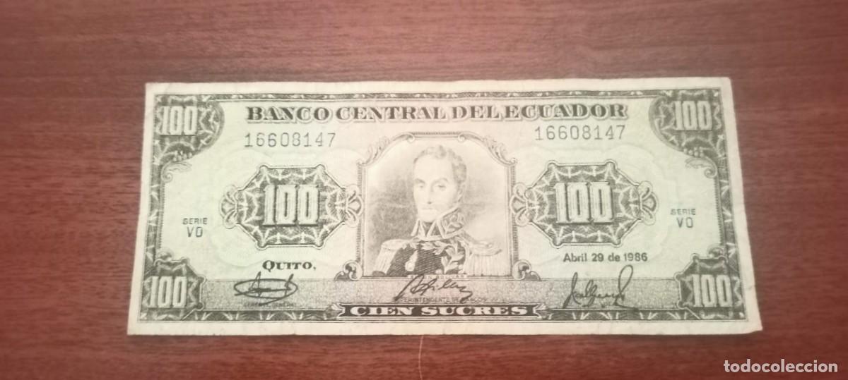 Billetes extranjeros: ECUADOR 100 PESOS 29 ABRIL 1986 P123 F