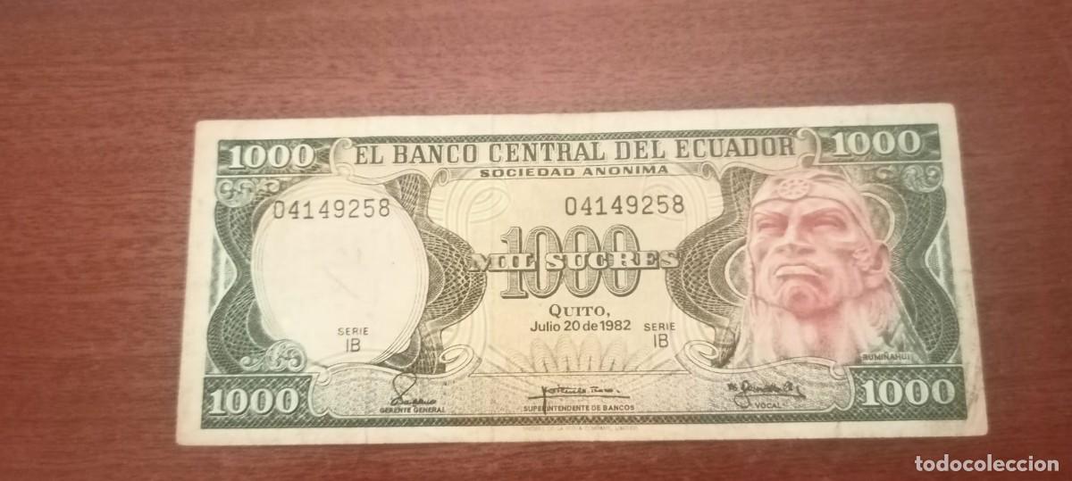 Billetes extranjeros: ECUADOR 1.000 PESOS 20 JULIO 1982 P120 F